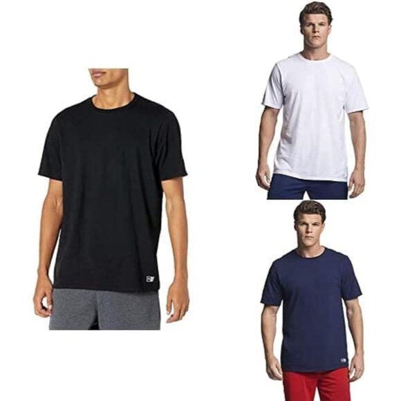 Russell Athletic Men 3pack Black/navy/white Imported Dri-power Short Sleeve Tees - Picture 1 of 1